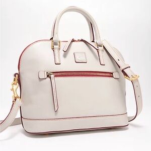 DOONEY & BOURKE FLORENTINE DOME SATCHEL IN LIGHT GRAYE SOFT ITALIAN LEATHER